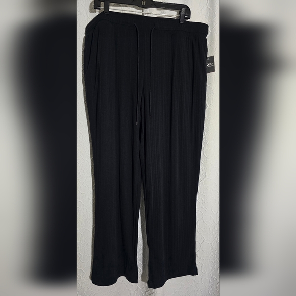 NWT Women's Plus Pro Player  Ribbed Texture Drawstring Black Pants Size 2X - Picture 1 of 7